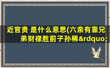 近官贵 是什么意思(六亲有靠兄弟财禄胜前子孙稀”是什么意思)